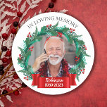 Adesivo No Loving Memory Christmas Wreath Grandpa Photo<br><div class="desc">No Loving Memory Christmas Wreath Grandpa Photo</div>