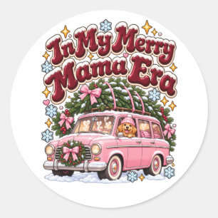 Adesivo No Meu Alegre Era de Mamãe Natal Rosa Carro Person