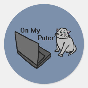 Adesivo No Meu Computador Engraçado Meme de Gato Cinza