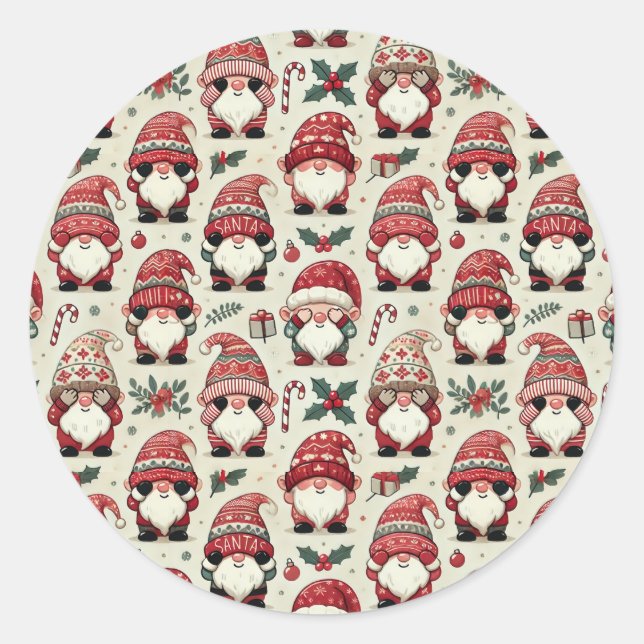 Adesivo No Peeking Illustrated Gnome Christmas Stickers (Frente)