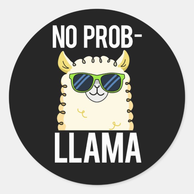 Adesivo No-Prob-Llama Funny Legal Llama Pun Dark BG (Frente)