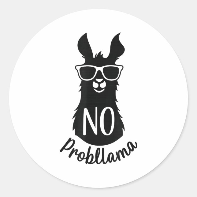 Adesivo No Probllama Gift Humor Word Game Lama No Problema (Frente)