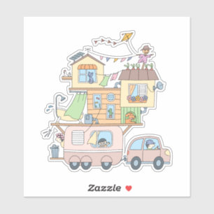 Adesivo No Reboque de Acampamento da Família na Estrada