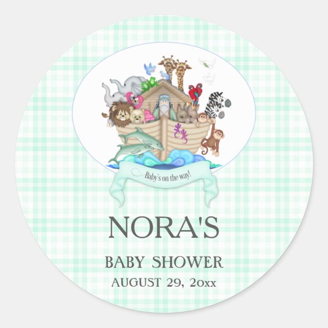 Adesivo Noah's Ark Animal Mint Gingham (Frente)