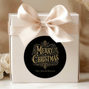 Adesivo Nobre Natal Feliz Vintage Preto Dourado