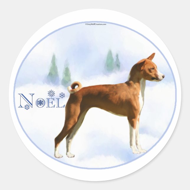 Adesivo Noel Basenji Stickers (Frente)