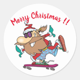 Adesivo Noel Claus do Skateboard Engraçado Natal