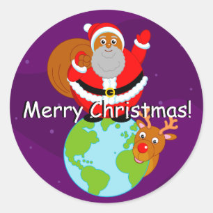 Adesivo Noel Negra Diversão, de pé na Terra,