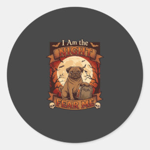 Adesivo Noite Am Me Doeu Halloween Pug Lua Lápide