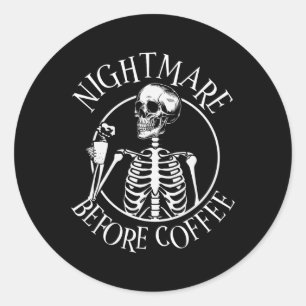 Adesivo Noite Assustadora Antes Do Café Halloween Skeleton