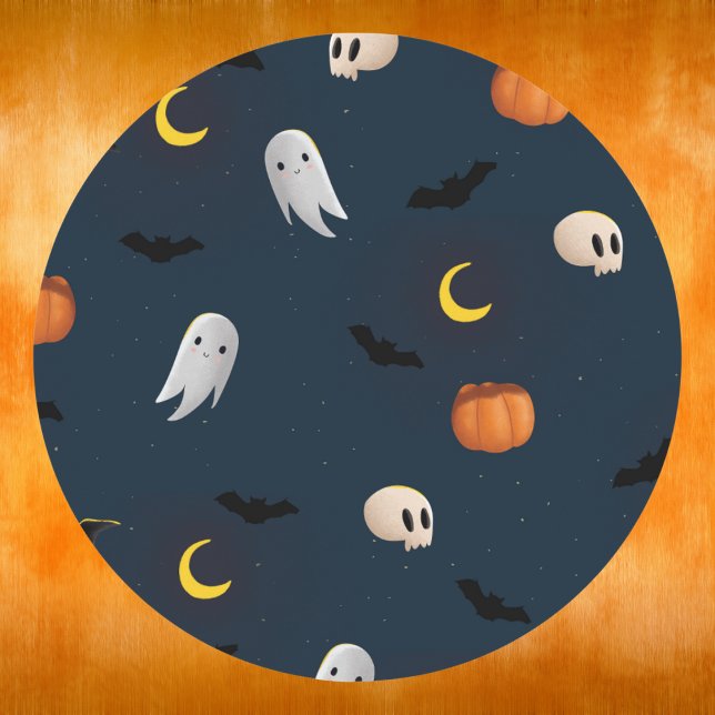 Adesivo Noite de Abóbora Fantasma de Halloween Fofa (Criador carregado)