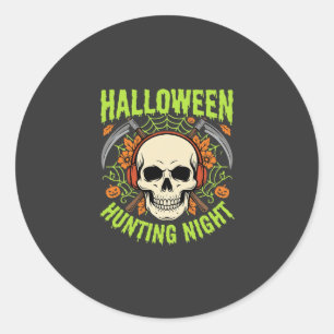 Adesivo Noite de Caça de Halloween Desenho Vetorial Caveir