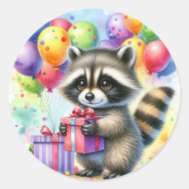 Adesivo Noite de Cartoon Raccoon de Cores Aquáticas