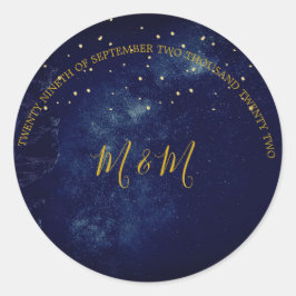 Adesivo Noite de Dourada Lua do Céu Casamento Azul
