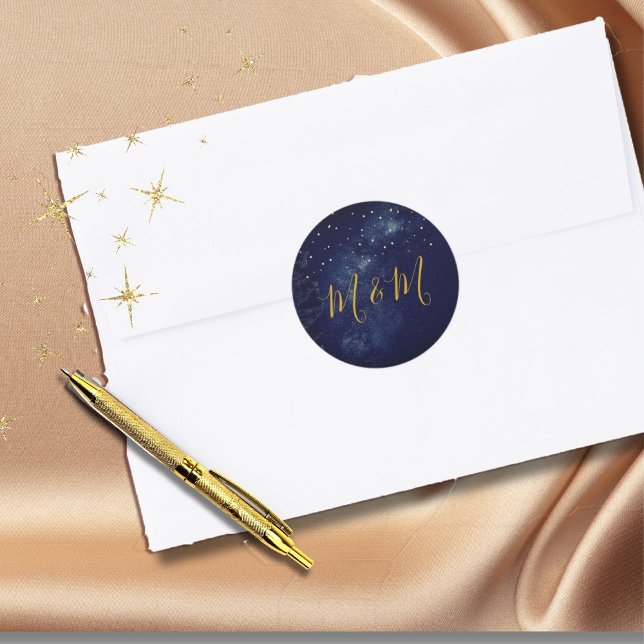 Adesivo Noite de Dourada Lua do Céu Casamento Azul (Criador carregado)