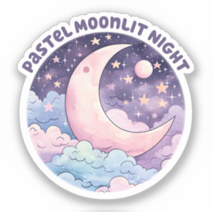 Adesivo Noite de Moonlit Pastel - Lua do Crescente Sonhado