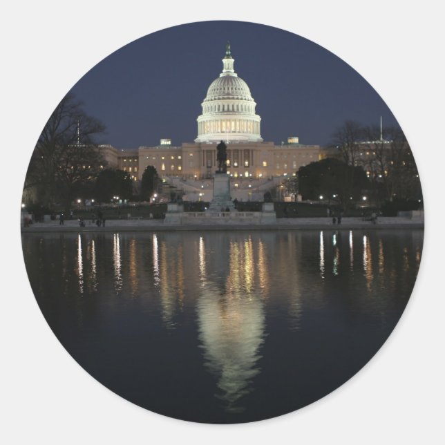 Adesivo Noite do edifício do Capitólio dos EUA (Frente)