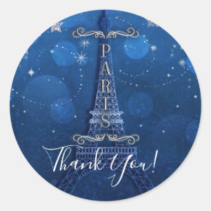 Adesivo Noite em Paris sob as Estrelas Festa Azul Prateada