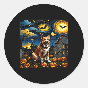 Adesivo Noite Estrelada de Akita de Halloween Assustador
