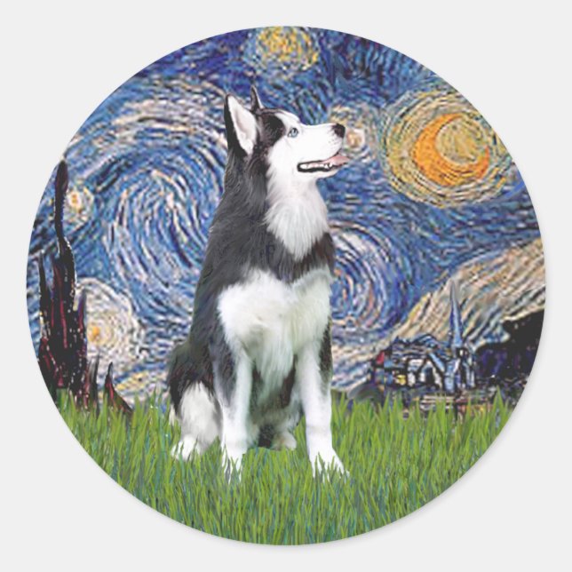 Adesivo Noite Estrelada - Husky Siberiano #1 (Frente)