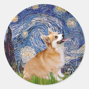 Adesivo Noite Estrelada - Pembroke Welsh Corgi 7b