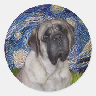 Adesivo Noite Estrelada - Retrato de Bull Mastiff