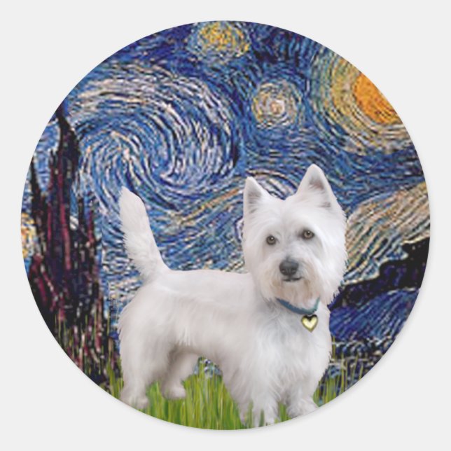 Adesivo Noite Estrelada - Westie 10 (L) (Frente)
