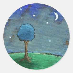 Adesivo Noite estrelado, a árvore abstrata da paisagem