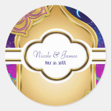 Noites Árabes de Lua Azul Glam Dourado Roxo Casame
