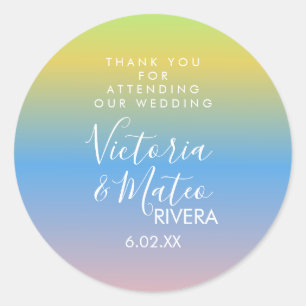 Adesivo Noiva Arco-íris Ombre Amarelo Azul Rosa Casamento 
