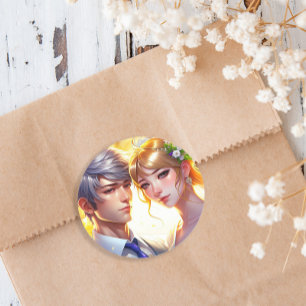 Adesivo Noiva Bonita e Noivo Bonito Casal de Anime