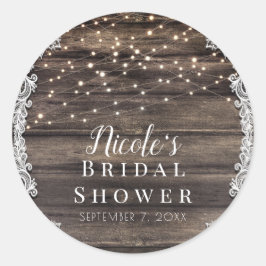 Adesivo Noiva Casamento Luzes e Renda de Madeira Marrom Ci