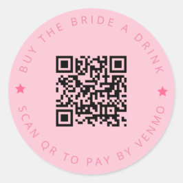 Adesivo Noiva Compra Um Drink Para A Noiva Código QR Rosa