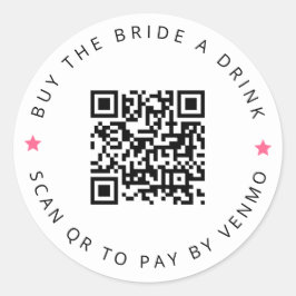Adesivo Noiva Compra Um Drink Para A Noiva Código QR Rosa