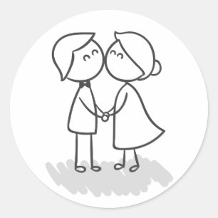 Adesivo Noiva De Cartoon E Amor De Casamento Negro E Branc