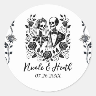Adesivo Noiva de Videira de Rosa Floral Esqueleto Preto Br