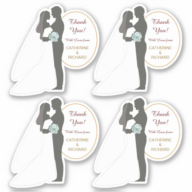 Adesivo Noiva e Casamento de Noite Obrigado Contorcer (Frente)