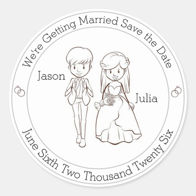 Adesivo Noiva e grupo bonitos Salvar a data (Frente)