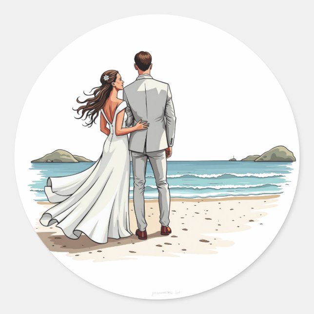 Adesivo Noiva e noiva no bastão de praia (Frente)