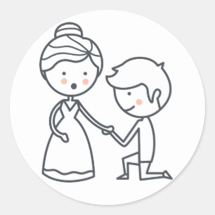 Adesivo Noiva e noivo de desenho de casamento preto e bran