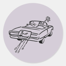 Adesivo noiva e noivo de lavanda em um carro de recém-casa