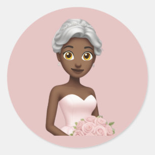 Adesivo Noiva Elegante Emoji com Vestido Rosa