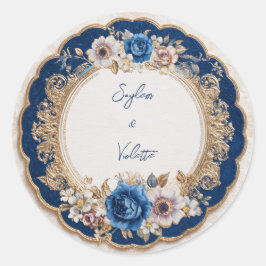 Adesivo Noiva Escalonada Dourada Azul Safira Vitoriana