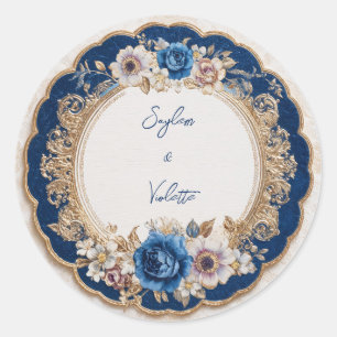 Adesivo Noiva Escalonada Dourada Azul Safira Vitoriana