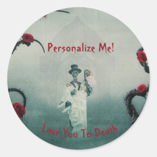 Adesivo Noiva Esqueleto Gótico Casamento Ama Você Até a Mo