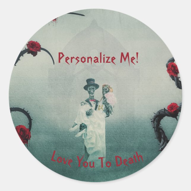 Adesivo Noiva Esqueleto Gótico Casamento Amor Até a Morte  (Frente)