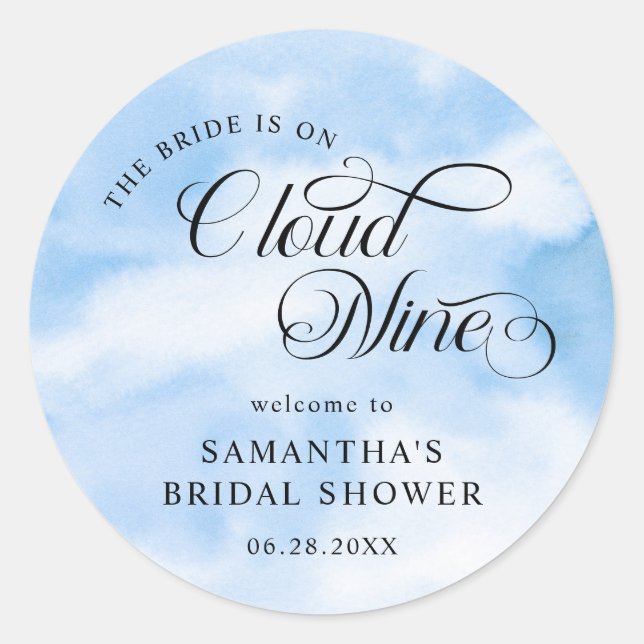 Adesivo Noiva Está Na Cloud Nine Chá de panela Bem-Vindo (Frente)