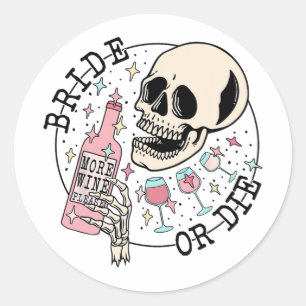 Adesivo Noiva Ou Morra Crânio Bebendo Halloween Despedida 