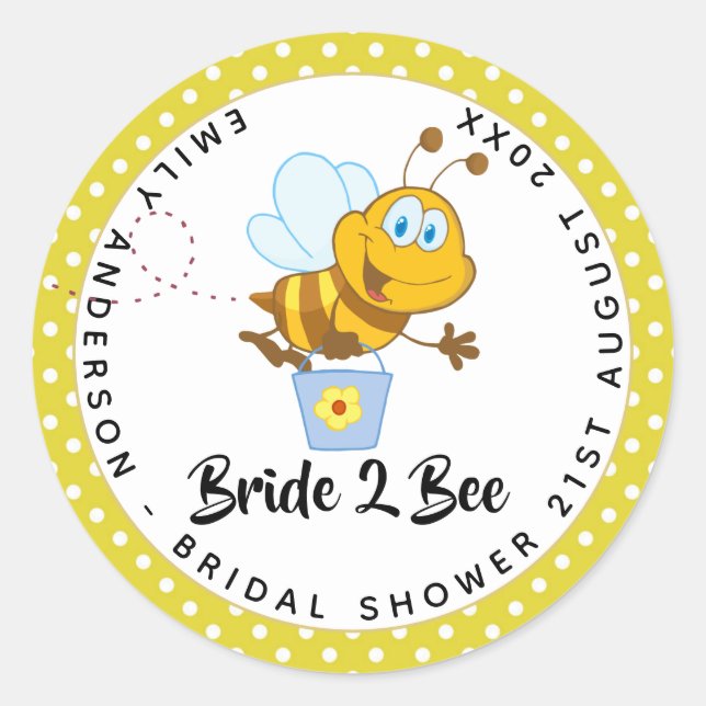 Adesivo Noiva para Chá de panela Amarelo de Casamento BEE (Frente)