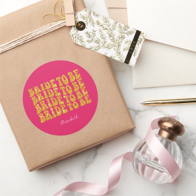 Adesivo Noiva para ser Dourado texto brilhante com nome, r (Presentear)